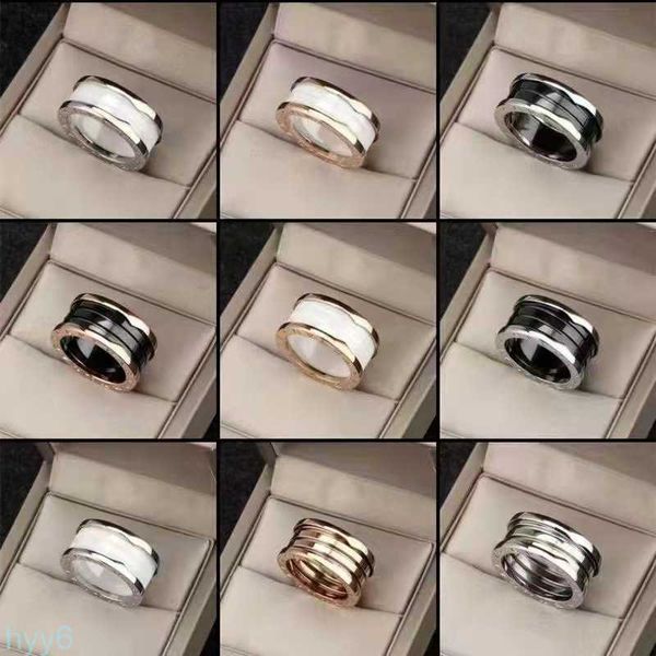 Bvlgaerri Band Designer anneaux Baojia Designer Ring Black Ceramic White SPDesigner Ring 18K non sterling Silver Couple Gift For Girlfriend