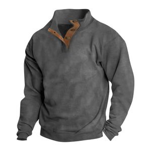 BWOQ heren hoodies sweatshirts herfst winter nieuwe heren gebreide trui stand kraag vaste kleur lange pullover modieuze casual veelzijdige veelzijdige mannen kleding d240429