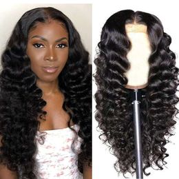 Bworto 13x4 Wave Frontal Wigs for Black Femmes Heuvraines Pré-cueilled Loose Deep Burly Lace Front Perruque Naturel Hirline 150% densité 20 pouces