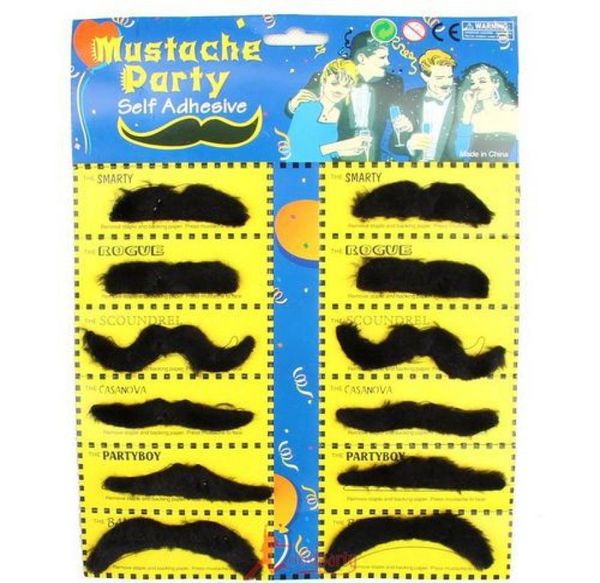 Por dhl 12 piezas set fiesta de disfraces Halloween bigote falso bigote divertido barba falsa bigote lin25424696277