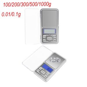 Balanza electrónica Gramo Báscula de bolsillo digital 100/200/300/500/1000g 0.01 / 0.1g Retroiluminación de alta precisión Peso de joyería eléctrica para cocina