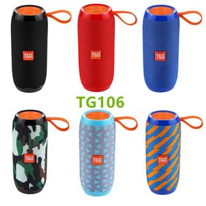 Par la mer expédition TG106 Mini BT haut-parleur Hifi stéréo portable sans fil Soundbox caissons de basses haut-parleur extérieur MP3 lecteurs de musique USB FM PK