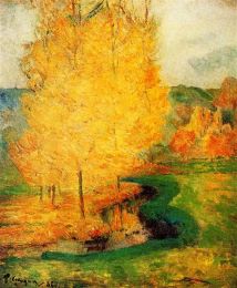 Por The Stream, otoño, 1885 por Paul Gauguinn Pintura al óleo Arte de pared del paisaje retro en lienzo Impressionismo Hecho a mano