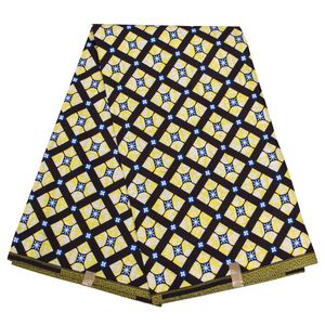 BY the Yard Designer African Fabric Square Pattern Hombres Ropa Material Poliéster Cera Estampado de tela para mujeres Vestido de fiesta