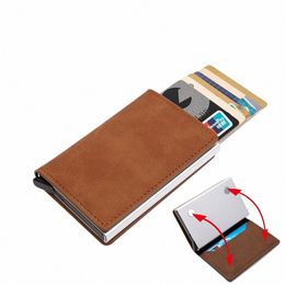 BYCOBECY Aangepaste kaartkoffer Lederen portemonnee Men Magneet Wallet RFID Creditcardhouder Aluminium boxkas met Mey Clip Card Holder Y3OY#