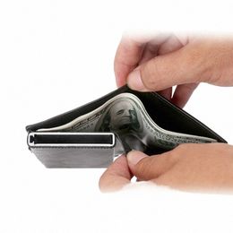 BYCOBECY Aangepaste kaartkoffer Wallet Men Leather ID Creditcardhouder Busin RFID Aluminium Box Purse Smart Wallet Mey Clip Bag L90S#