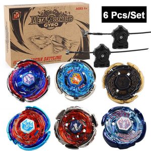 Byeblaades Burst Metal Fusion Alloy Spinning Kit met Liniaal Launcher 6 stks / set Monteren Gyroscoop Tianma Pak Speelgoed voor kinderen X0528