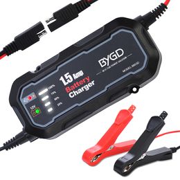 BYGD 12V Motorfiets Acculader 1500mA Waterdichte Automatische Batterij Opladen Tool Beheerder voor Auto Motorfiets Druppellader