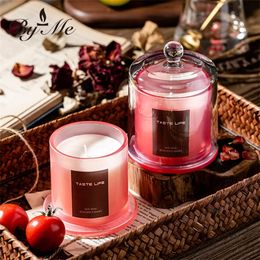 Byme Golden Bell Hood Glass Candle avec cadeau à main Spa Essential Style Tropical Aromatherapy Candle Décoration Inventaire en gros