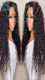 Bythair Deep Curly Lace Front Human Hair Wigs Pré-cueillette de cheveux vierges brésiliennes cueillies Perre