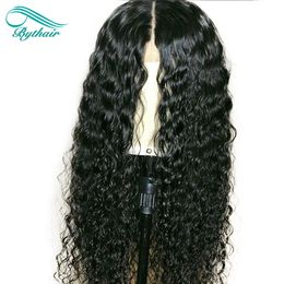 Bythair Lace Front Wig Deep Curly Pre-plumed Hairline Curly Full Lace Perruque de Cheveux Humains Cheveux Vierges Malaisiens 180% Densité Noeuds Blanchis