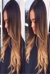 Bythair Super Gavy Full Lace Human Hair Pruiken voor zwarte vrouwen Braziliaans haar Three Tone 1B 4 27 OMBRE kleur kanten voorkant 2829831