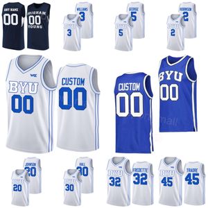 BYU Cougars College Jersey Basketball 3 Elia Bryant 12 Eric Mika 1 Chase Fischer Tyler Haws Danny Ainge Jimmer Fredette Devin Durrant Shawn Bradley Greg Kite NCAA