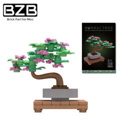 Bzb moc tuin plant roze bloem woondecoratie 65278 miniatuur plant boom bonsai bouwsteen kinderen verjaardag geschenken DIY speelgoed Q0823