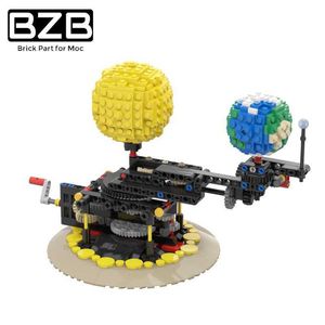 BZB MOC Rotatif Terre Lune Soleil Buliding Block Système Solaire Modèle Science Projets Ensembles De Construction Éducatifs Enfants Jouets Cadeaux H0917