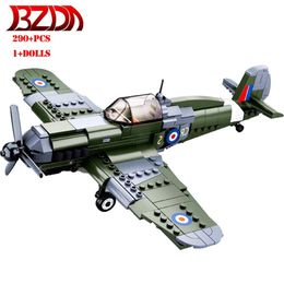 BZDA WW2 militaire 290 pièces II campagne d'afrique du nord avion de chasse Spitfire blocs de construction soldat avion briques enfants jouets cadeau C272W