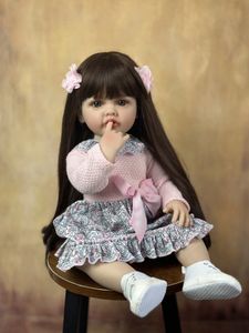 BZDOLL corps en Silicone souple Reborn bébé fille poupée 55 cm 22 pouces réaliste princesse enfant en bas âge Bebe bain jouet cadeau d'anniversaire 240116