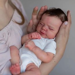 BZDOLL-Muñeca realista de bebé Reborn dormida de silicona suave, 48cm, con pintura 3D, piel viva, bebé nacido de 19 pulgadas, bonito regalo de cumpleaños 240115