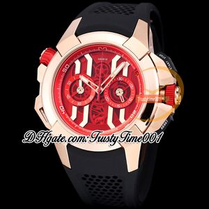 BZF EPIC X CHRONO EC312.42.PB.RN.A Japon VK Mouvement chronographe à quartz Montre pour homme Cadran squelette rouge Boîtier en acier or rose Bracelet en caoutchouc Chronomètre trustytime001Montres