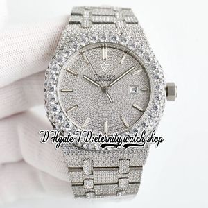 BZF SF15500 Japan M8215 Automatische herenwork Volledig Iced Out Out Povered Diamond Dial Stick Markers 316L roestvrijstalen diamanten armband 2023 Eternity sieraden horloges