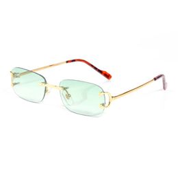 Bzw6 Lunettes de soleil Vintage Sunglass sans cadre carré luxe hommes designer pour femmes marque dégradé rayé géométrique rétro lunettes de soleil femme eyewe