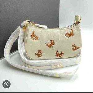 C-Bag lindo gato axila bolso de mano bolsos de diseñador imprimir axila hombro pequeño Mahjong Lychee grano cuero bolso bolso 230420