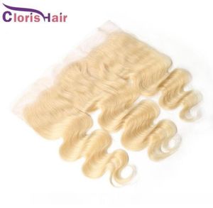 C Blond 13x4 Kant Frontaal Oor tot Oor Ruw Maagd Indisch Echt haar Topsluitingen 613 Platinablonde Body Wave Volledige Frontals Met B5278065