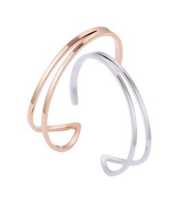 C Bracelet en acier inoxydable Brangle Couple Gold Rose Silver Color Gift For Girlfriend Christmas Valentine Day Accessories3195781