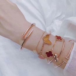 C bracelet à ongles classique tête et queue sertis de diamants bracelet de luxe discret deux couleurs or blanc or rose bracelet à ongles cClassic