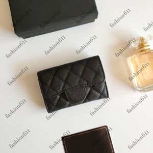 C Fashion Designer Femmes Holders de cartes Pold Flap Modèle classique Caviar Lambe Lambe en gros femme noire petit mini-portefeu