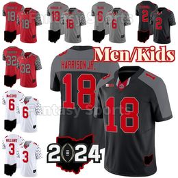 C.J. Stroud Ohio State Buckeyes Graues Fußballtrikot 18 Marvin Harrison Jr.97 Nick Bosa Miyan Williams Smith-Njicba Henderson Fields Martell Wilson 2024 Neue Saison