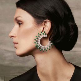 Pendientes con forma de letra C para mujer, diseño de lujo, con diamantes de imitación brillantes, pendientes colgantes, regalos de joyería, pendientes llamativos para fiesta de moda para mujer, accesorios