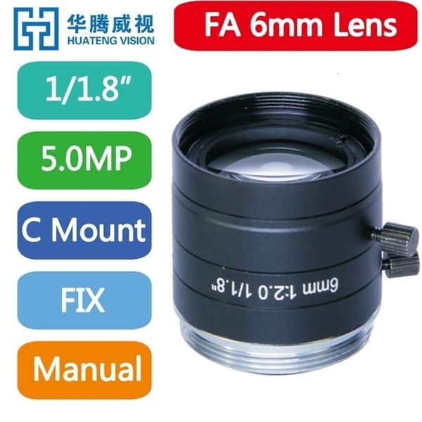 Lente de apertura manual con montura C de 6 mm para cámara 118 FA de alto rendimiento de 5 megapíxeles Lentes de longitud focal fija de visión artificial 240113
