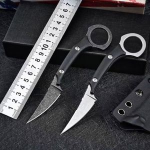 Couteau droit à lame fixe D2 Blanc / Noir Pierre Lavailles Lavailles Full Tang G10 Poignée de survie Couteaux tactiques avec Kydex