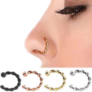 C en forme de faux nez anneau Hoop Septum anneaux goujons Twisted Piercing bijoux