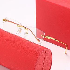Cool Lunettes de soleil Designer Mens Frameless Square Gold Finish Metal Frame Coated Mirror Glasses Protection Women Shades Unisex 52 mm Simple Style Carti Eyeglasses box