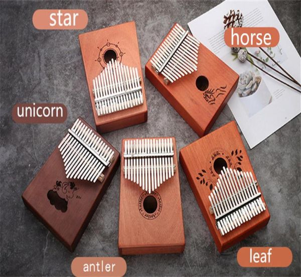 C003 de haute qualité 17 touches kalimba bois en bois acajou du corps du corps du pouce de musique accessoires couleurs peut être choisi1602889