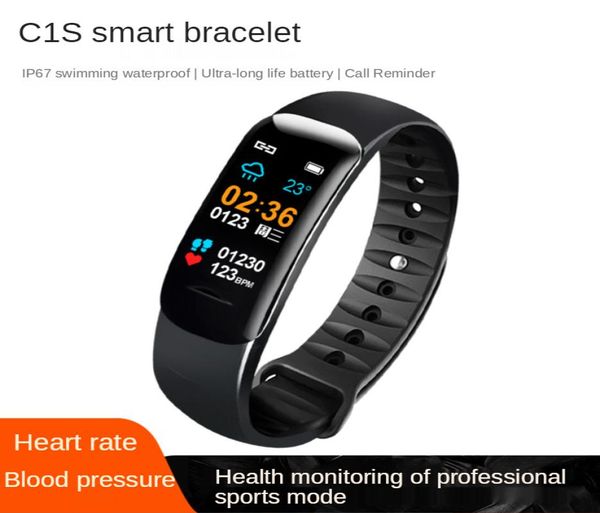 C1 plus bracelet intelligent IP67 Débit cardiaque Étape de pression artérielle Sexice Sleep Alarm Wory Mouvement Bluetooth Bracelet4212503