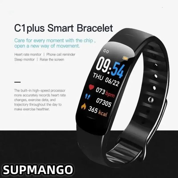 C1 Smart Watches Rastreador de fitness impermeable Monitoreo en tiempo real Pulseras deportivas multifuncionales para Android Unisex 240419