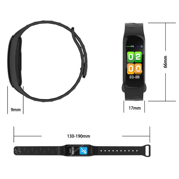 C1 montre-bracelet intelligente tension artérielle moniteur de fréquence cardiaque Fitness Tracker Bracelet Passomete étanche Bluetooth montre intelligente pour iPhone Android