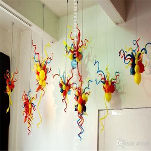 C101-Luz de araña de cristal multicolor Decoración para el hogar Vidrio soplado a mano moderno Diseño italiano Lámparas colgantes LED colgantes