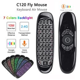 C120 Air Mouse 2.4G RF Smart Remote Control 7 Color Backlight English Wireless Keyboard voor Android Smart TV Box