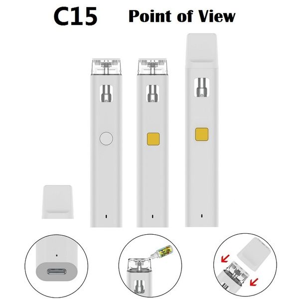 Imini C15 stylos vape jetables E cigarettes rechargeables 300mAh Kit de démarrage de batterie 1 ml 2 ml VATES E-cig CARTRIDGES VID