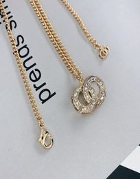 C1988 Brass Classic Necklace Franse Couture CZ Cubic Zirconia Letter Pendant ketting Fashion Women039S Sweater Chain9866848