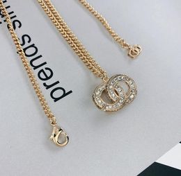 C1988 Brass Classic Necklace Franse Couture CZ Cubic Zirconia Letter Pendant ketting Fashion Women039S Sweater Chain8415478