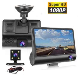 C2 Driving Recorder Car DVR Cam Dash de 4 pulgadas HD 1080P 3 LENTE 170 grados Vista trasera Cámara de vigilancia de estacionamiento Detección de movimiento de video automático