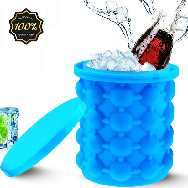 C2 portátil 2 en 1 molde de cubo de hielo de silicona grande con espacio de hielo que guardaba el espacio de la tapa Crear herramientas de fabricantes para la fiesta de barras de la fiesta de cocina