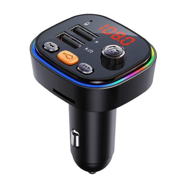 C20 Bluetooth Car Kit Transmisor FM Encendedor de cigarrillos Dual USB 5V 3.1A Cargador rápido Reproductor de audio con luces de colores Reproductor de MP3