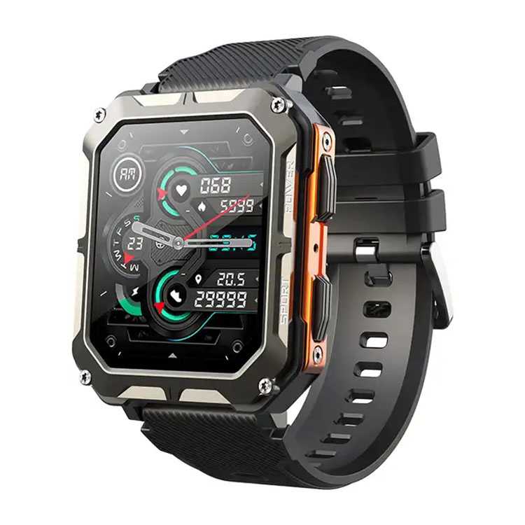 C20 Pro 1,83-tums Bluetooth Call Blood Pressure Detection 380mAh Lång standby-tid IP68 Vattentät simning och dykande sport Smart Watch.