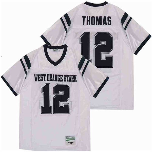 C202 Hot High School West Orange-Stark 12 Earl Thomas Football Jersey Hombres Equipo Visitante Blanco Algodón puro Bordado Transpirable Alta calidad